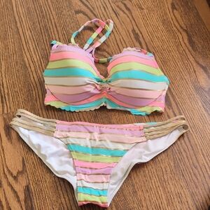 Colorful Striped Bikini Set